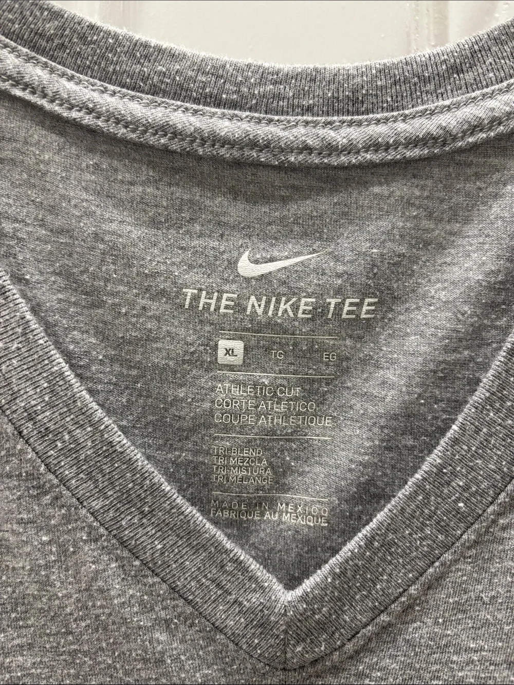 Nike Gray V-Neck Alabama Script Tee with Crimson Logo